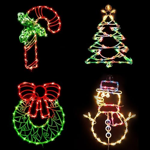 UBTKEY Christmas Window Decorations Lighted, 4 Pack 16