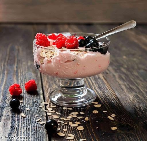 KENYS 02pcs 190ml, Premium Glass Ice Cream Bowls - Transparent Glass Ice Cream Cups for Home (Plain Bowl) 2