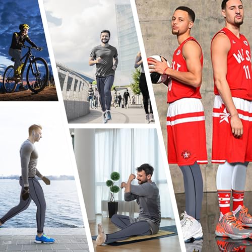 Towintec Calça masculina de compressão, leggings de corrida, camada de base para basquete, esportes,