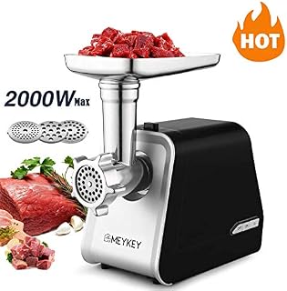 Electric Meat Grinder, 2000W Meat Grinder with 3 Grinders and Sausage Filling Tubes