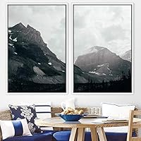 2 Piece Framed Canvas Wall Art Monochromatic Mountains Canvas Prints Home Artwork Decoration for Living Room,Bedroom - 16