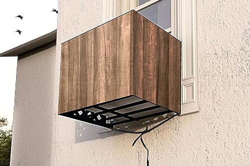 Image of The Furnishing Tree Window AC Cover for 1 Ton capacity PVC Waterproof and Dustproof Wooden Pattern Brown