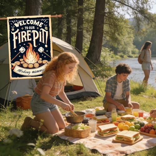 Image of Nuxovilar Camping Flag Fire Pit Garden Flag 28x40 Inches Polyester