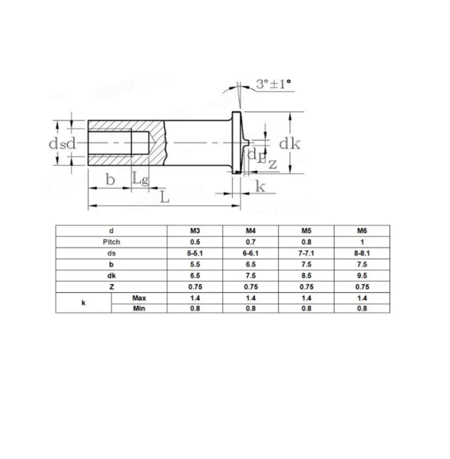 Pernos de soldadura, M3 M4 M5 M6 * L Tornillos separación pernos chapados en cobre Rosca pasador M4X5 mm 100 piezas(M6X14mm 50Pcs)
