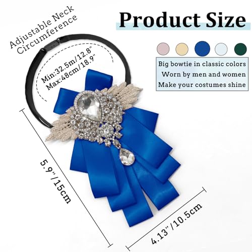 Image of Luckyvestir Womens Mens Bow Tie Ribbon Black Rhinestone Bow Ties Men Large Crystal Bowknot Bowtie for Wedding Party Banquet
