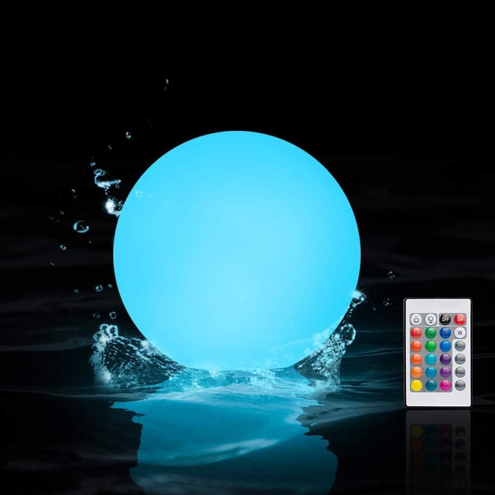 zhonghua LED Ball Mood Light, LED Grobe Mood Light Rechargeable LED Floating Pool Light Remote LED Decorative Light16 Color 6.8CM (2 Pack)
