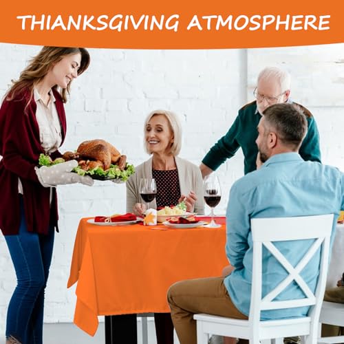 Image of CIEOVO 12 Pcs Plastic Tablecloths, Disposable Rectangle Yellow Orange Brown 54 x 108 Inch Waterproof Table Covers for Fall Harvest Thanksgiving Day Family Birthday Baby Shower Party Decorations