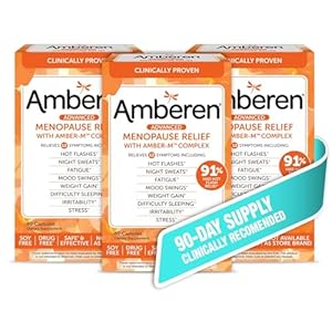 Amberen: Safe Multi-Symptom Menopause Relief. Clinically Shown to Relieve 12 Menopause Symptoms: Hot Flashes, Night Sweats, Mood Swings, Low Energy and More, 3 Month Supply