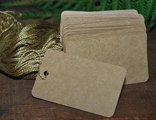 100 Pcs Blank Kraft Tags Price Tags Heavy Card Stock Paper Craft Projects Size 2" x 1-1/4"