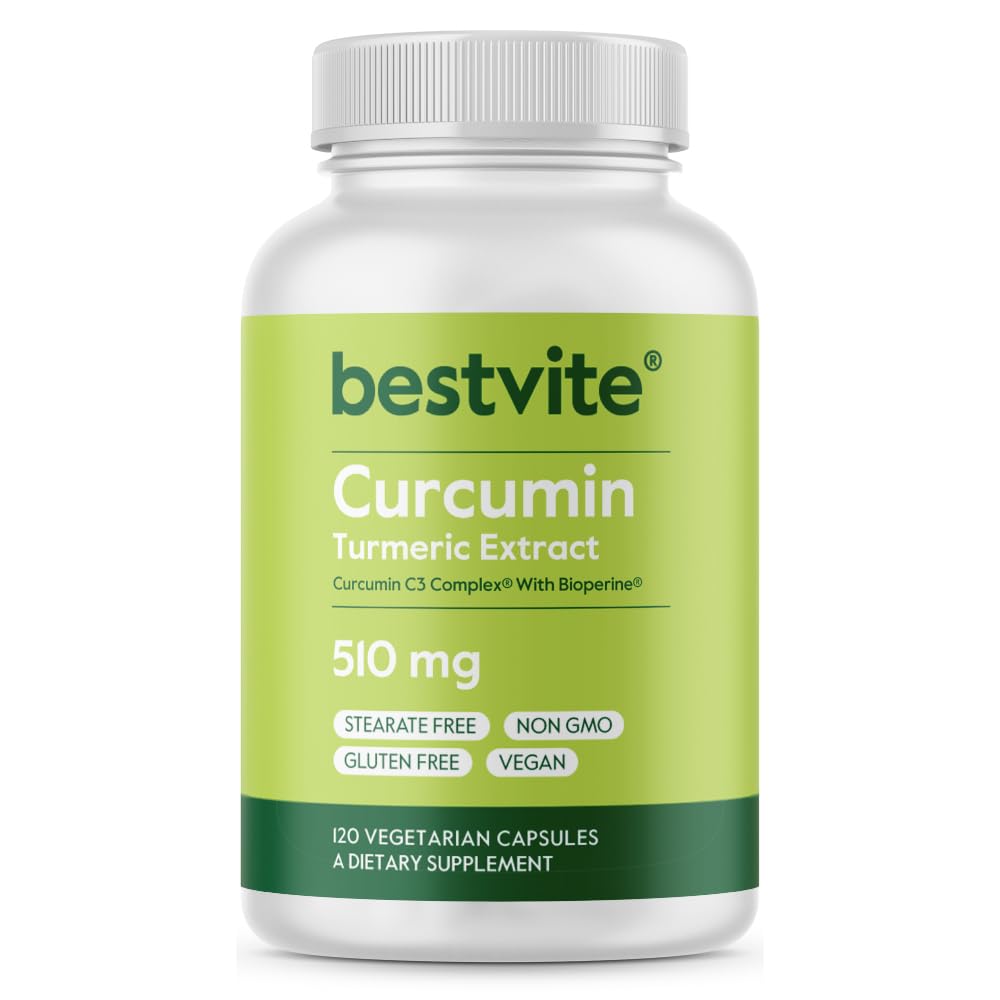 BESTVITE Curcumin 510mg (Turmeric)(120 Veg Caps) w/Curcumin C3 Complex® 120 Count (Pack of 1)