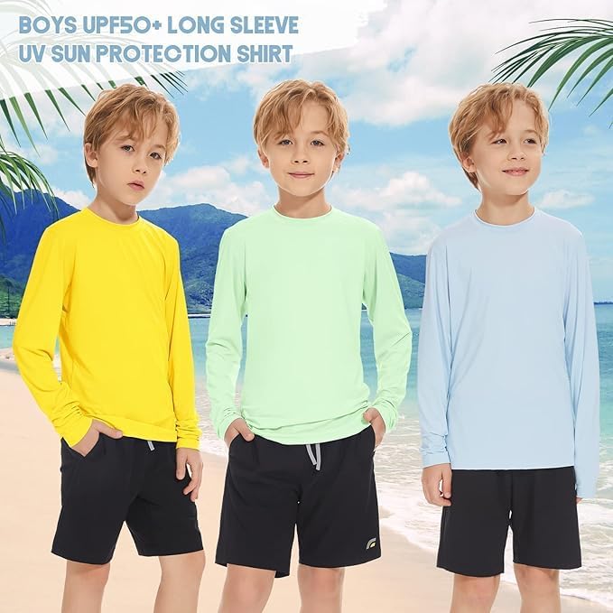 Boy Long Sleeve Rash Guard Shirt UPF 50+ Sun Protection Rashguard Swim Shirt - Image 3