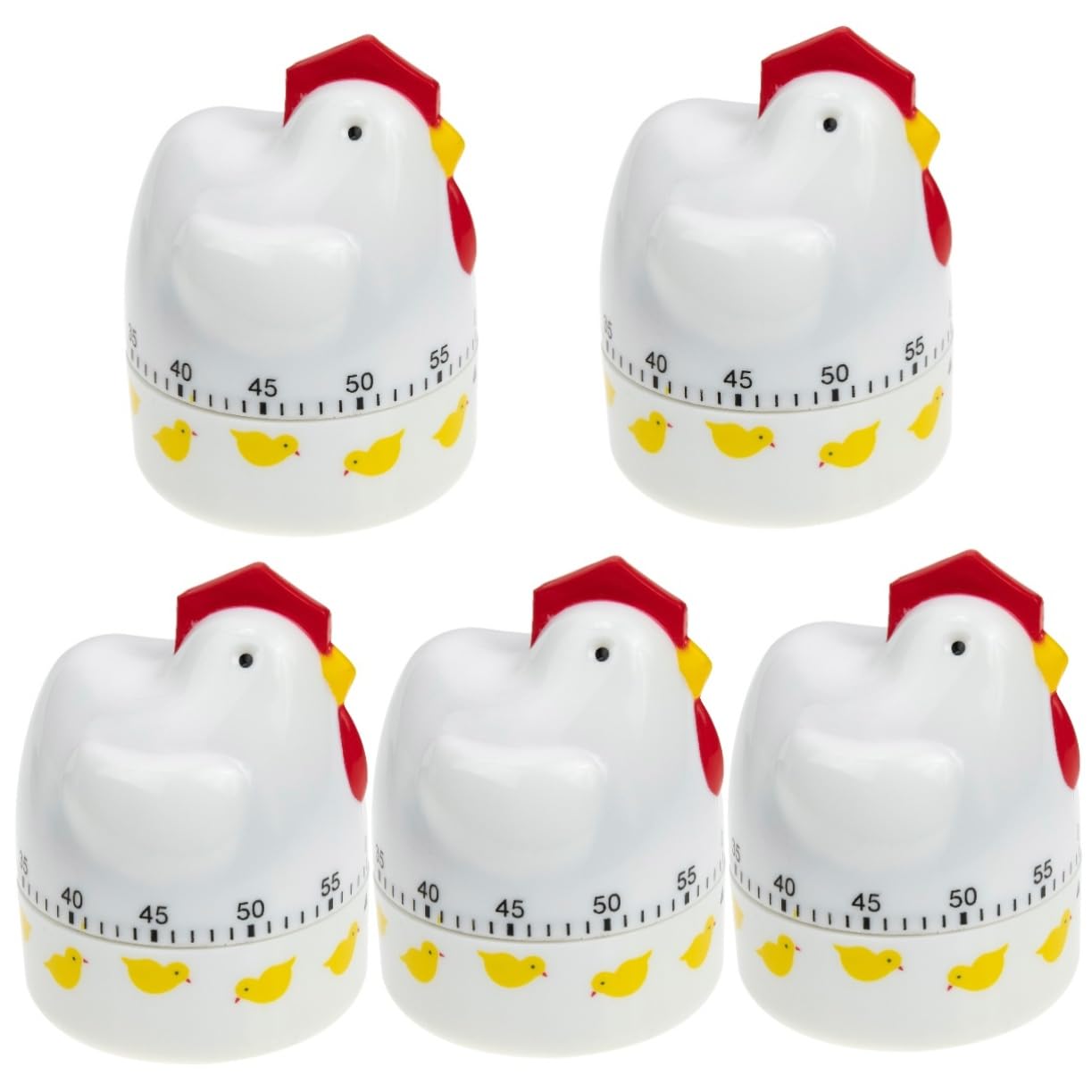 PRETYZOOM 5pezzi Timer Meccanico Da Cucina Forma Di Pollo Timer Di Conto Alla Rovescia Portatile Per Gestione Del Adatto Per Cottura e Attività Domestiche Design Carino e Pratico