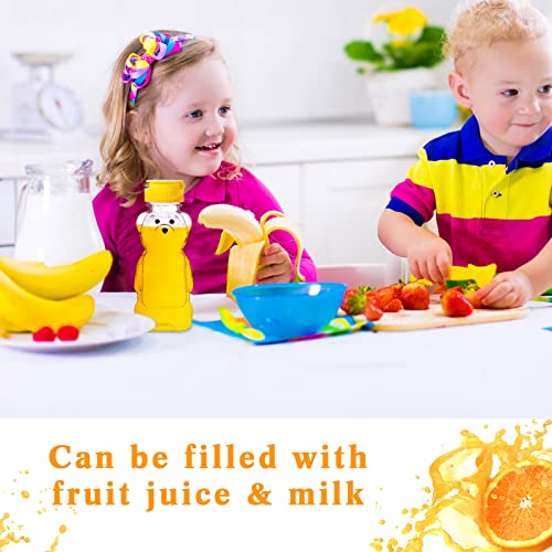 36 Pieces Plastic Empty Honey Bear Bottle Honey Squeeze Bottle Honey Bear Cup With Yellow Flip Top Lid Bear Shaped Jar Honey Containers For Juice Storing And Dispensing, Transparent (240 Ml/ 8 Oz) #TOP6