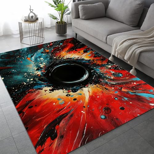 Tapis Illusion Abîme 60x90cm Graffiti Abstrait Moquette Lavable - 5