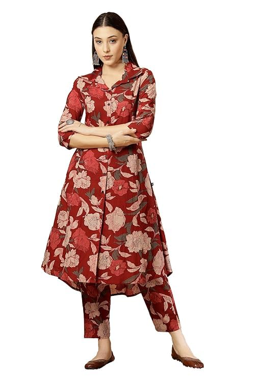 Avayayat Rayon Formal Travel Floral Printed Ethnic Co-ord Kurta s...