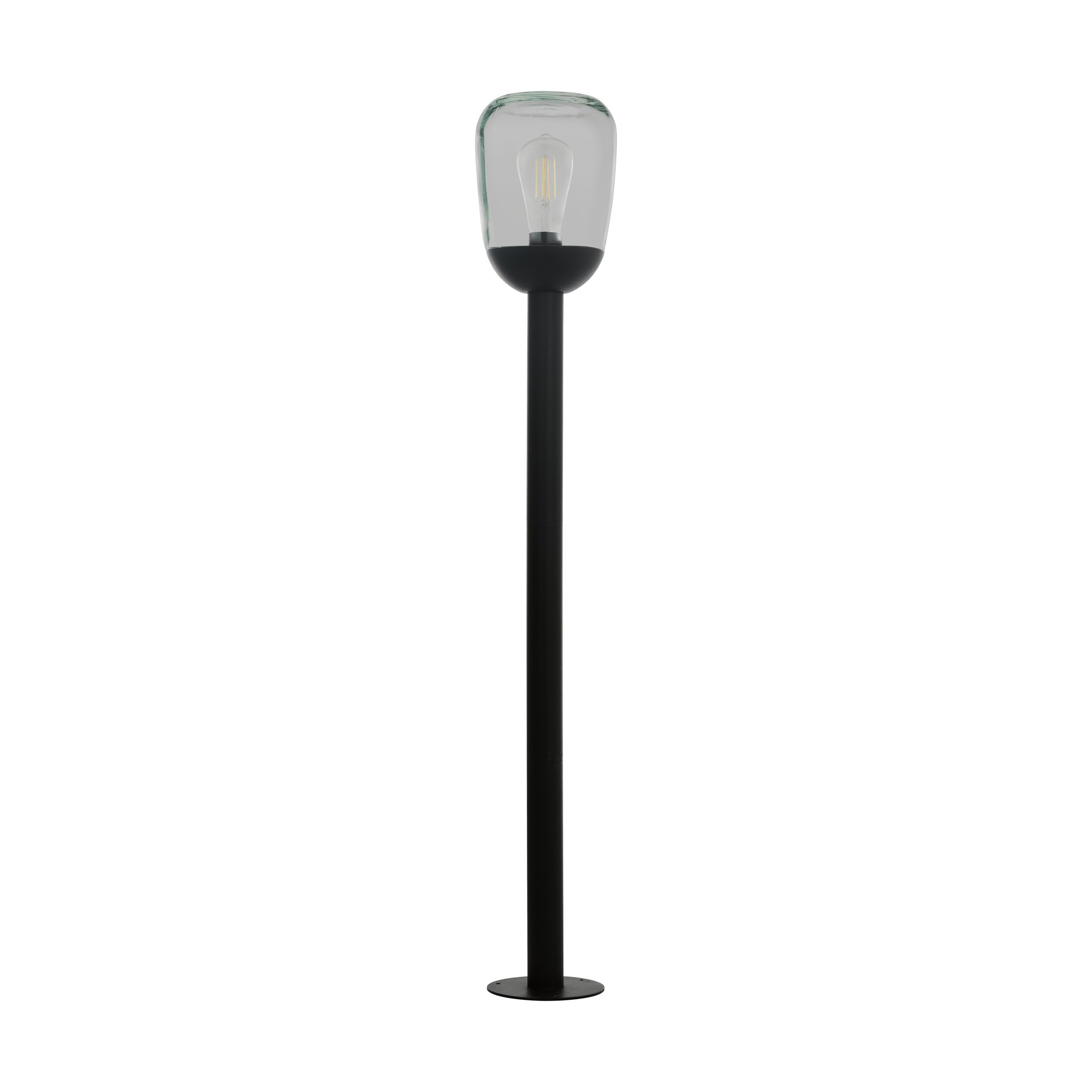 Eglo Lampada da Terra da Esterno Donatori, lampada vintage a 1 | fiamma, lampada da pavimento in alluminio pressofuso nero e vetro trasparente, lampada esterna con portalampada E27, IP44