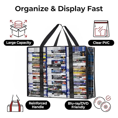 Sacs de rangement Blu-ray et organiseurs multimédias transparents pour stocker 270 DVD