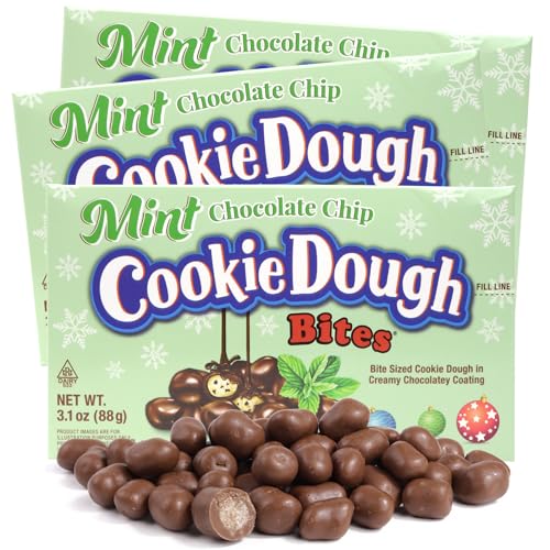 Mint Chocolate Chip Cookie Dough Bites, Christmas Stocking Stuffers, 3.1 Ounces (Pack of 3)