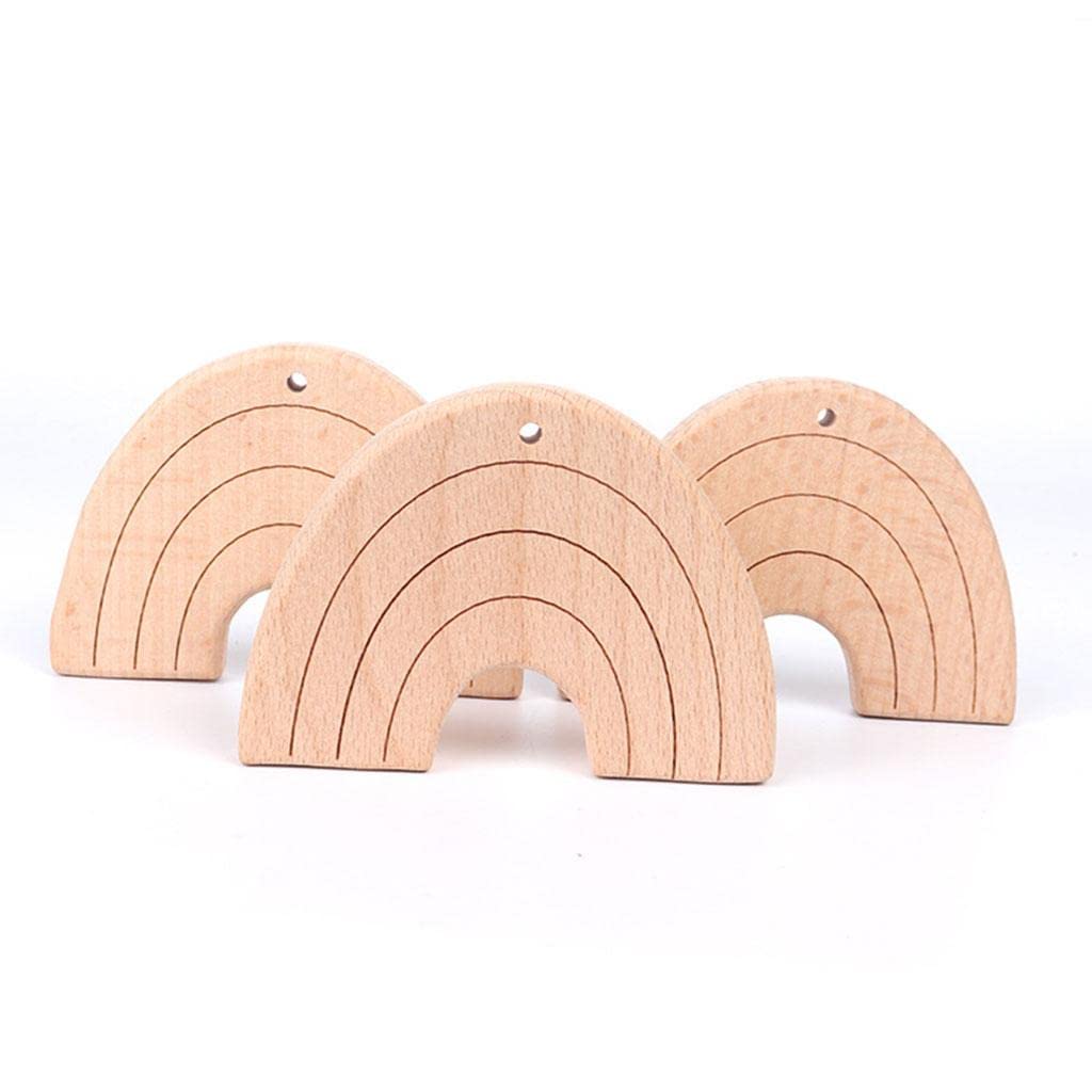 10 Pièces Anneau de Dentition Bébé Jouet Mâchouiller Bois Silicone sans BPA Motif pour Enfant 312 Mois Cadeau Fête Bébé