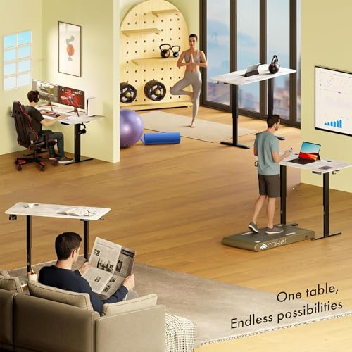 Image of ARTIKEL Artidesk Eco Electric Height Adjustable Table for Office Work & Home-Sit Stand Gaming Desk 80kg Load, Cup Holder, 2 Hooks,Cable Organizer 2Split Tabletop (Rock, 120x60 CM)