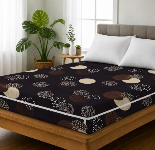 Image of Premium Cotton Printed Mattress Cover /Protector with Zipper Chain|Provides All Around Protection with 360 Encasing |Single Size Bed - 72x36+6 inches (6 x 3 Feet Mattress) - chocolatey