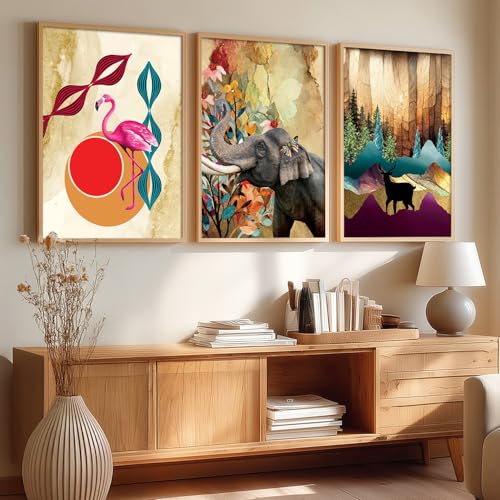 Image of kotart Modern Wall Art Framed Painting for Wall Decoration - Wall Paintings for Living Room, Bedroom - Set of 3 - D (Art 4, 19x25 inch)