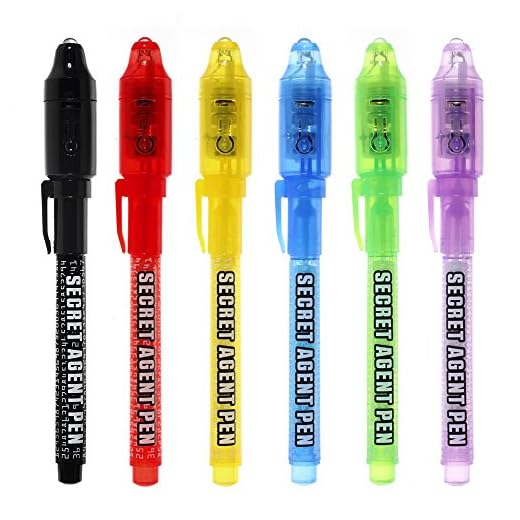 Invisible Ink Pen, MALEDEN Upgraded Spy Pen Invisible Ink Pen with UV Light Magic Marker for Secret Message and Kids Halloween Goodies Bags Toy (6pcs)