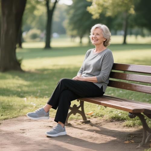 STQ Wide Toe Box Shoes Women Walking Shoe, Hook and Loop Orthopedic Shoes for Plantar Fasciitis Diabetic Neuropathy Bunions Arthritis Morton's Neuroma Swollen Feet, Medium Grey, Size 9.52