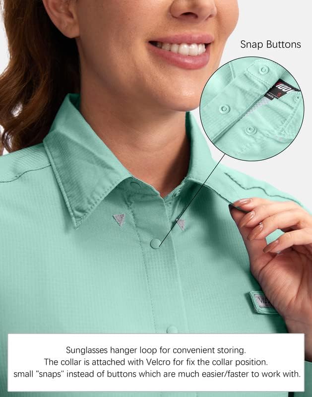 Womens Sun Protection Fishing Shirt with Zipper Pockets Lightweight SPF Long Sleeve Shirts for Hiking Safari