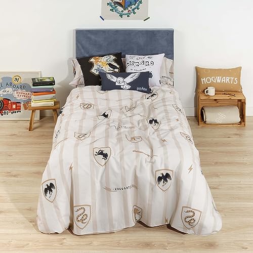 Funda nórdica con botones 100% algodón Modelo Hogwarts Classic Cama de 90 de niños 5