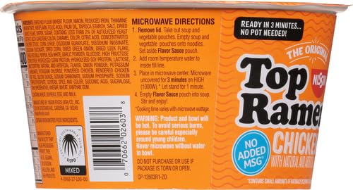 Image of Nissin Top Ramen Bowl Ramen Noodle Soup, Chicken, 3.42 Ounce