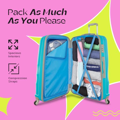 Image of Skybags Polycarbonate Polycarbonate Hardsided Luggage Set Of 2 M & L 4 Spinner Wheels Trolley Bag (Mintsetd1Trq), Turquoise, 80 CM