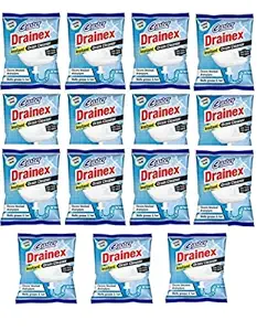 CASTER Drainex Drain Cleaner Powder Removes Blockages in Pipes, Sinks And Septic Tanks (50 Gram) - Pack Of 15