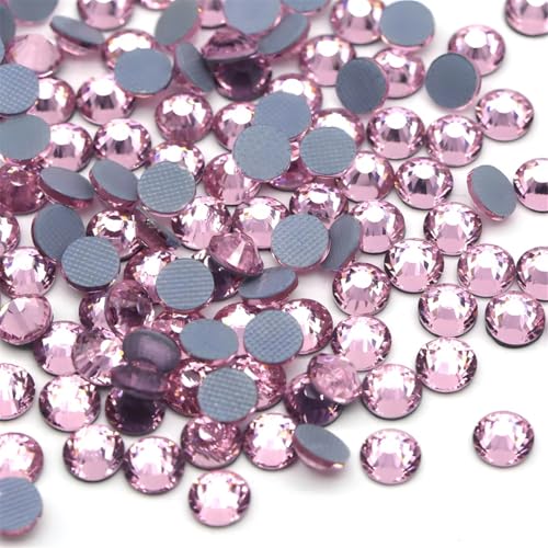 Hotfix Rhinestones Flatback Glass Rhinestone 6000PCS SS6 1.9-2.0MM Round Gems for Nails Art Glitter Crystals Stone DIY Bags Clothes Shoes (Pink)