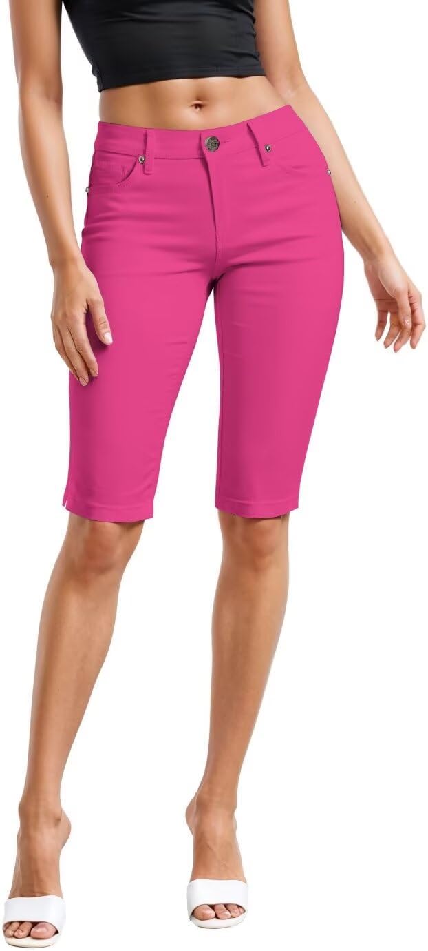 Hybrid & Company Womens Ultra Comfy Butt Lift Stretch Bermuda City Shorts - Image 2