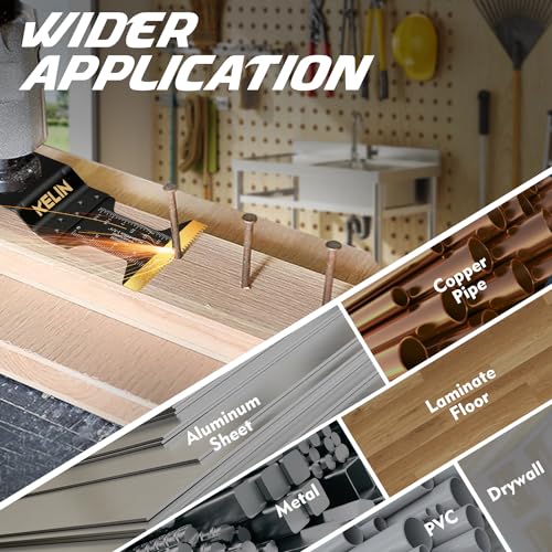 Image of KELIN 64pcs Titanium Oscillating Tool Blades, Universal Multitool Blades for Metal Wood Cutting, Oscillating Saw Blade for Metal Hard Material, Multi Tool Blades Kits Fit Dewalt Bosch Milwaukee Ryobi