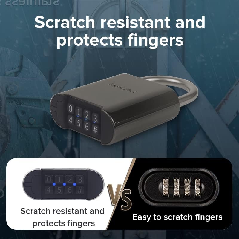 Miniatura 2 de QYKSONIC Cerradura de combinación, impermeable, negro plomizo, combinación de 4 a 8 dígitos, adecuada para exteriores, garaje, valla, almacén,