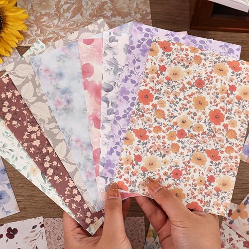 image for emmoolife 180 Sheets Vintage Floral Scrapbook Paper - 9 Themes Aesthet
