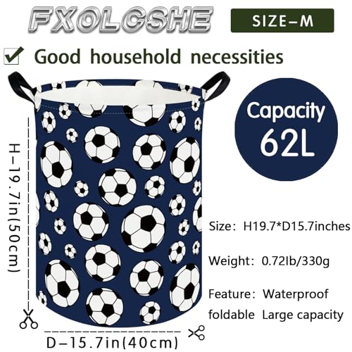 Image of FXOLCSHE Laundry Hamper,Football Soccer Basket Kids Storage Basket,Kids Gift Basket,Waterproof foldable laundry basket,Boys soccer hamper(Soccer)
