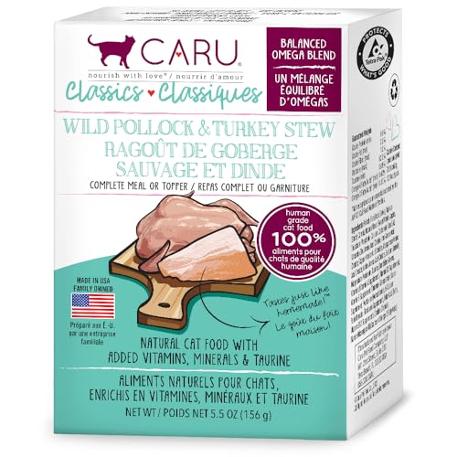 CARU Classics Wild Pollock & Turkey Stew Wet Cat Food, 5.5-oz Box, case of 12