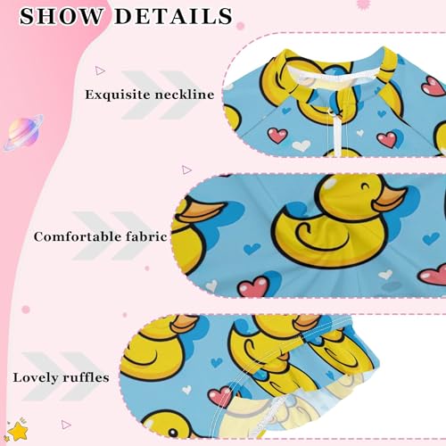 Little Yellow Duck Girls Long Sleeve Rashguard Swimsuit UV Protection One-Piece Swimwear Bathing Suit B04033744