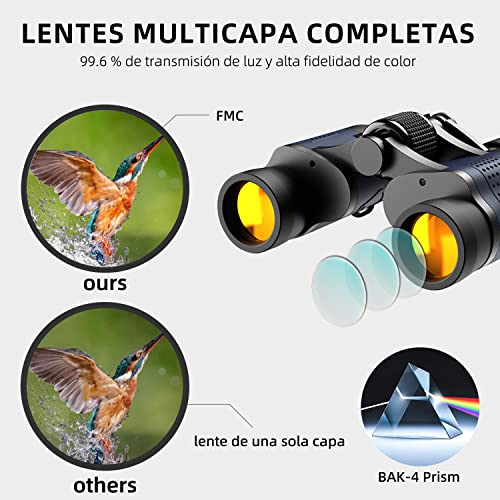 Fernglas 10x60, Fernglas mit Nachtsicht, Super Klarem BAK4-Prism FMC-Objektiv Ferngläser Erwachsene und 36mm Groß Feld… – Bild 5