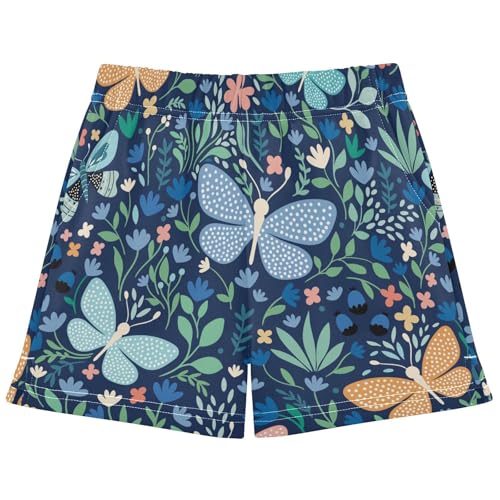pnyoin Girl's Shorts Cute Butterflies Flower Athletic Running Shorts with Pockets Size 7-8t Multi