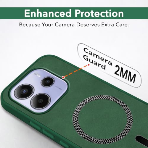 Image of Jkobi Leather Finish Back Cover Case for Redmi Note 14 5G | Redmi Note 14 SE (MagSafe Compatible Wireless Charging | Soft Touch | Camera Bump Protection)
