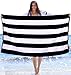 Consumable Depot %100 Cotton, Cabana, Stripe Designed Beach, Bath, Pool, Towel, Made in Turkey (1, Black White)