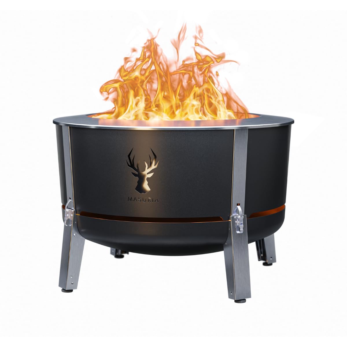 Masuria Rauchfreie Feuerschale 80cm Alpha 800 - Patentierte Rauchreduzierung bis zu 95% - Premium Feuertonne aus Edelstahl