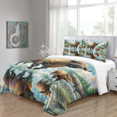 Parure de lit bison américain 140x200 fermeture éclair - 5