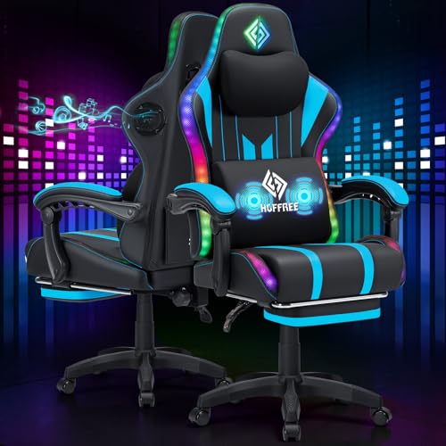 HOFFREE Gaming Chair with Music Rhythm RGB LED...