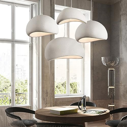 Mid Century Modern Dome Pendant Lighting Resin Concrete Coastal Staircase Chandelier Foyer White Gray Industrial Farmhouse Hanging Lamp for Living Room Bedroom Kitchen Restaurant Hallway - Image 5