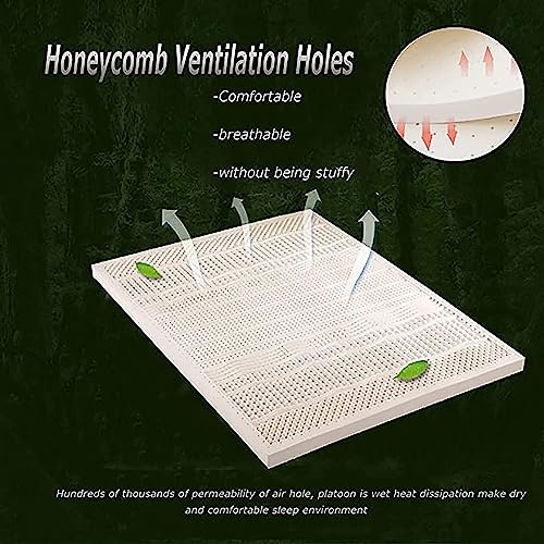 This Natural Latex Mattress, Thick Soft Mattress Topper Portable Relieves Pressure, Organic Latex Mattress Cover,4in,160x190cm(63x75in) - Image 6